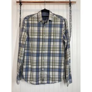 Marc O’Polo Mens Blue Plaid Cotton Slub Regular Fit Button Down Shirt Size S
